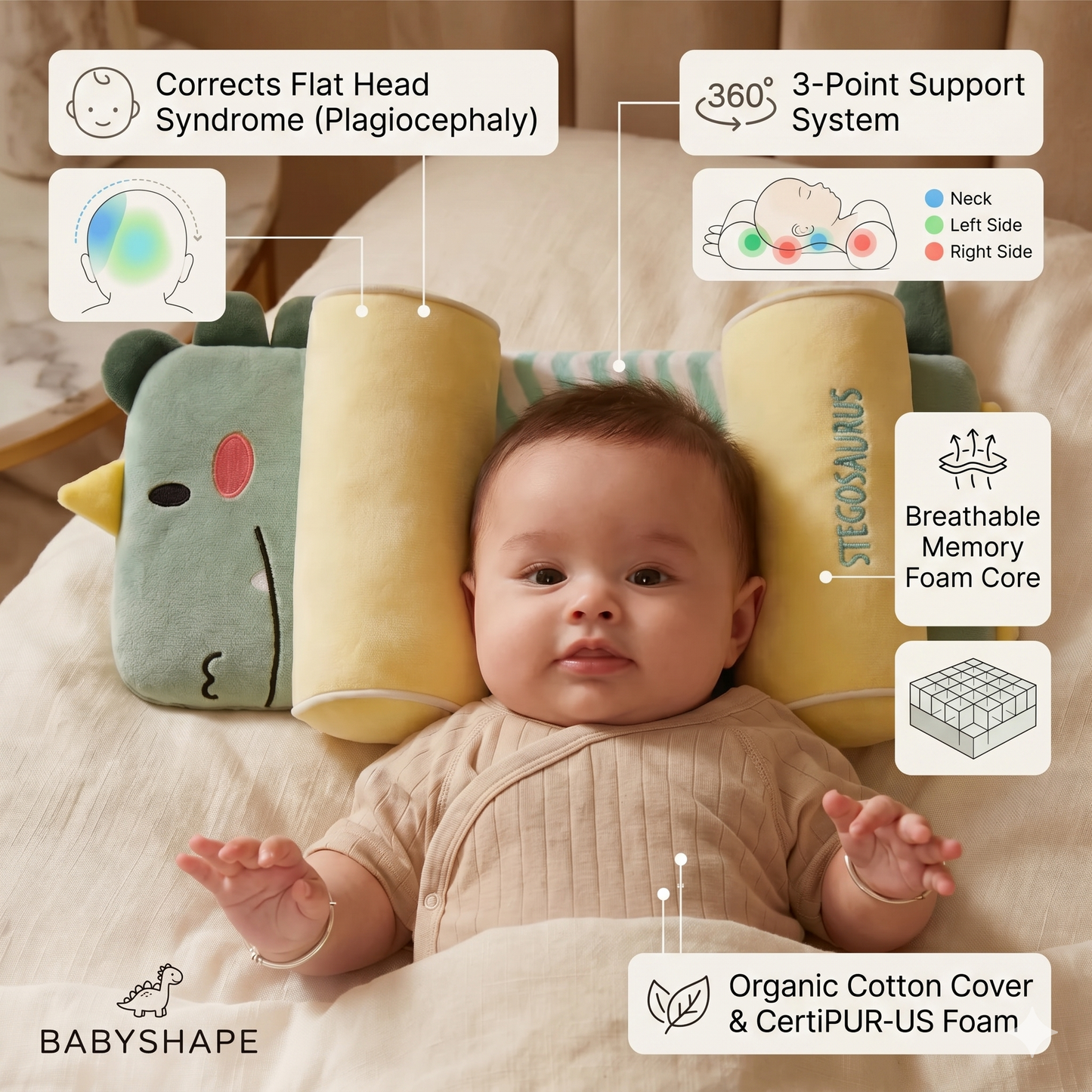 Baby Head Shaping Support Pillow